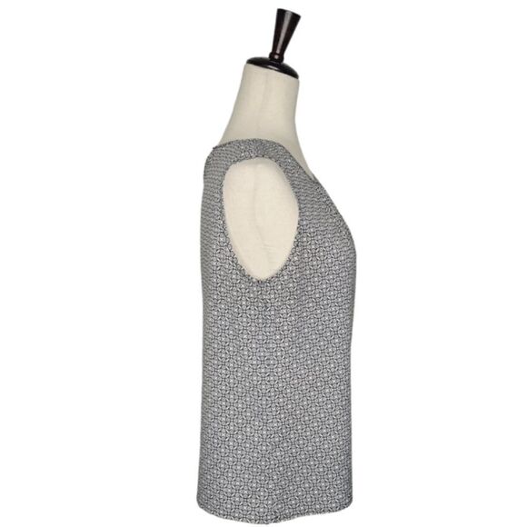 Calvin Klein Black & White Patterned Keyhole Closure Sleeveless Blouse Size M - Picture 3 of 7